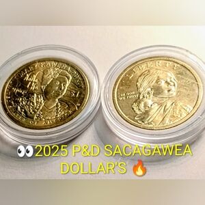 🔥2025P&D Sacagawea Coins IN PROTECTION CAPSULE UNCIRCULATED